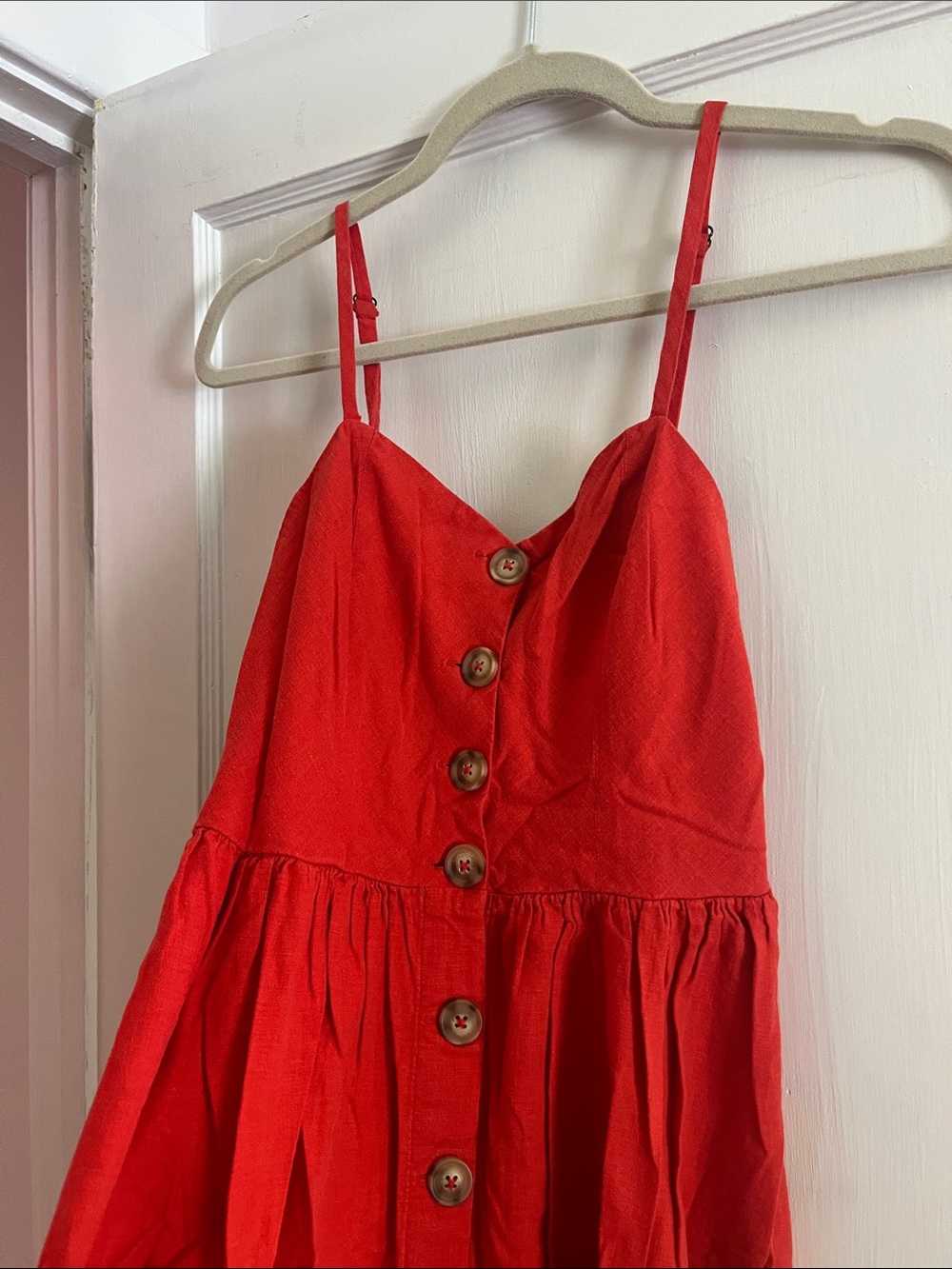 Urban Outfitters Orange/Red Linen Midi Dress in Small - Picture 5 of 8